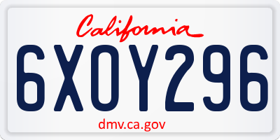 CA license plate 6XOY296