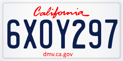 CA license plate 6XOY297