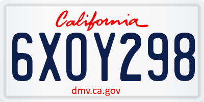 CA license plate 6XOY298