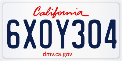 CA license plate 6XOY304