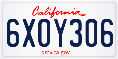 CA license plate 6XOY306