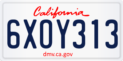 CA license plate 6XOY313