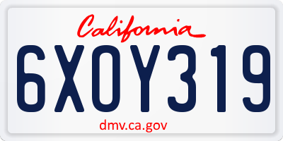 CA license plate 6XOY319