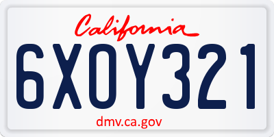 CA license plate 6XOY321