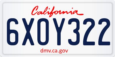 CA license plate 6XOY322