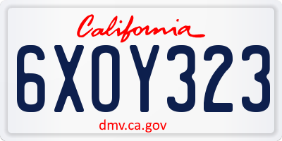 CA license plate 6XOY323