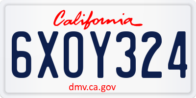 CA license plate 6XOY324