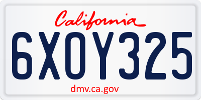 CA license plate 6XOY325