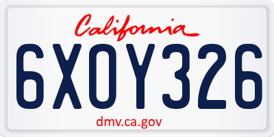 CA license plate 6XOY326