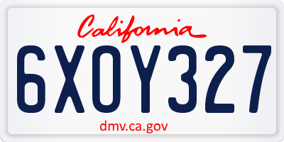 CA license plate 6XOY327