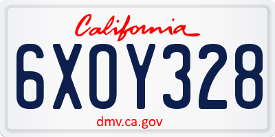CA license plate 6XOY328