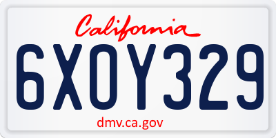 CA license plate 6XOY329