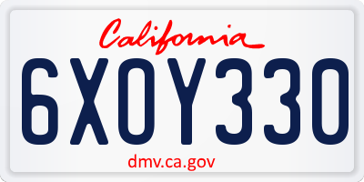 CA license plate 6XOY330