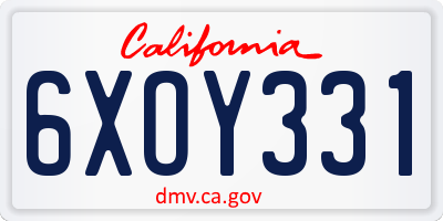 CA license plate 6XOY331