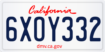 CA license plate 6XOY332