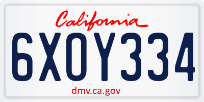 CA license plate 6XOY334