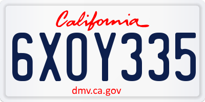 CA license plate 6XOY335