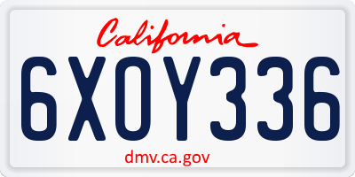 CA license plate 6XOY336