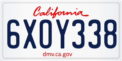 CA license plate 6XOY338
