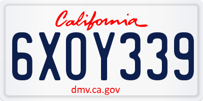 CA license plate 6XOY339