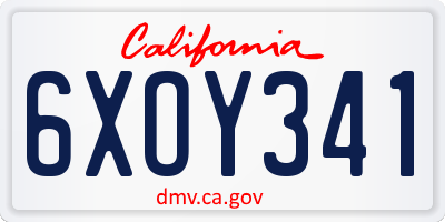 CA license plate 6XOY341