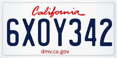 CA license plate 6XOY342