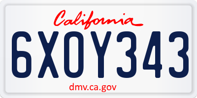 CA license plate 6XOY343