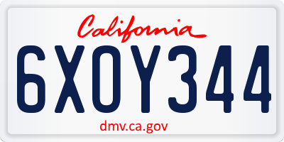 CA license plate 6XOY344