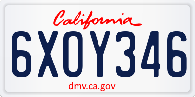 CA license plate 6XOY346