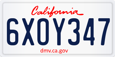 CA license plate 6XOY347