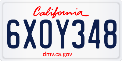 CA license plate 6XOY348
