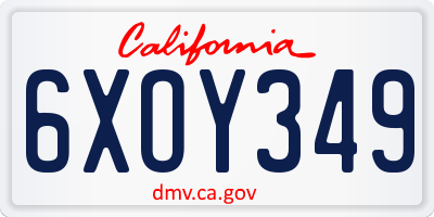 CA license plate 6XOY349
