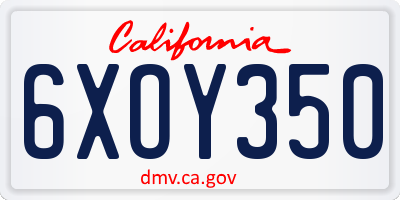 CA license plate 6XOY350