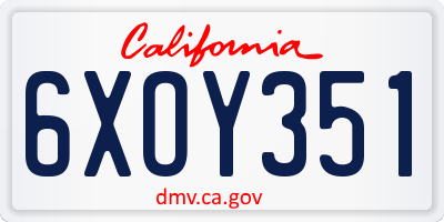 CA license plate 6XOY351