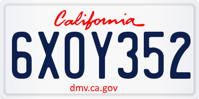 CA license plate 6XOY352