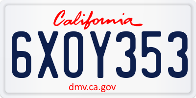 CA license plate 6XOY353