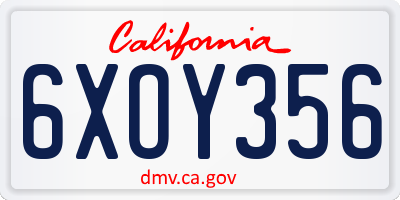 CA license plate 6XOY356