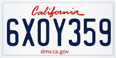 CA license plate 6XOY359