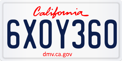 CA license plate 6XOY360