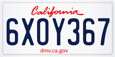CA license plate 6XOY367