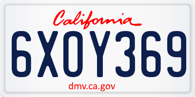 CA license plate 6XOY369