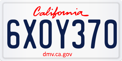 CA license plate 6XOY370