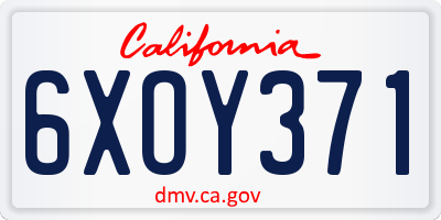 CA license plate 6XOY371
