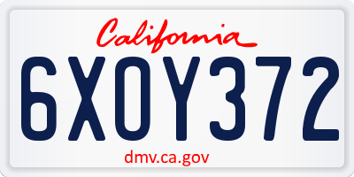 CA license plate 6XOY372