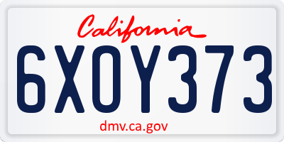 CA license plate 6XOY373