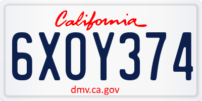 CA license plate 6XOY374