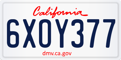 CA license plate 6XOY377
