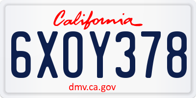 CA license plate 6XOY378