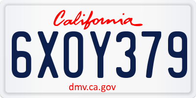 CA license plate 6XOY379
