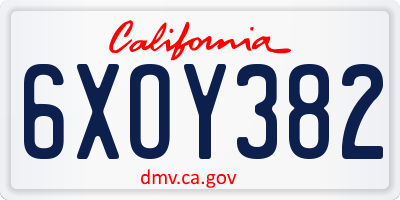 CA license plate 6XOY382
